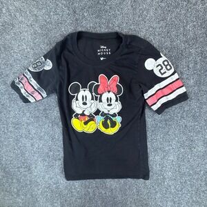 Disney Mickey & Minnie Mouse T Shirt Girl Medium Black Graphic #28 Cotton Casual